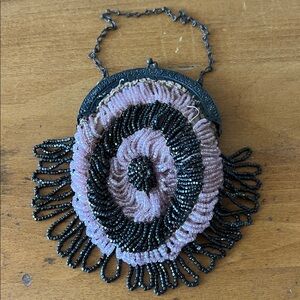Victorian Glass Beaded Evening Bag with Chain